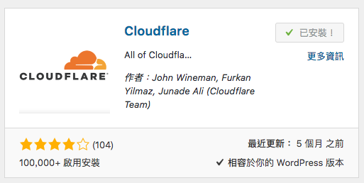 CloudFlare wordpress 外掛
