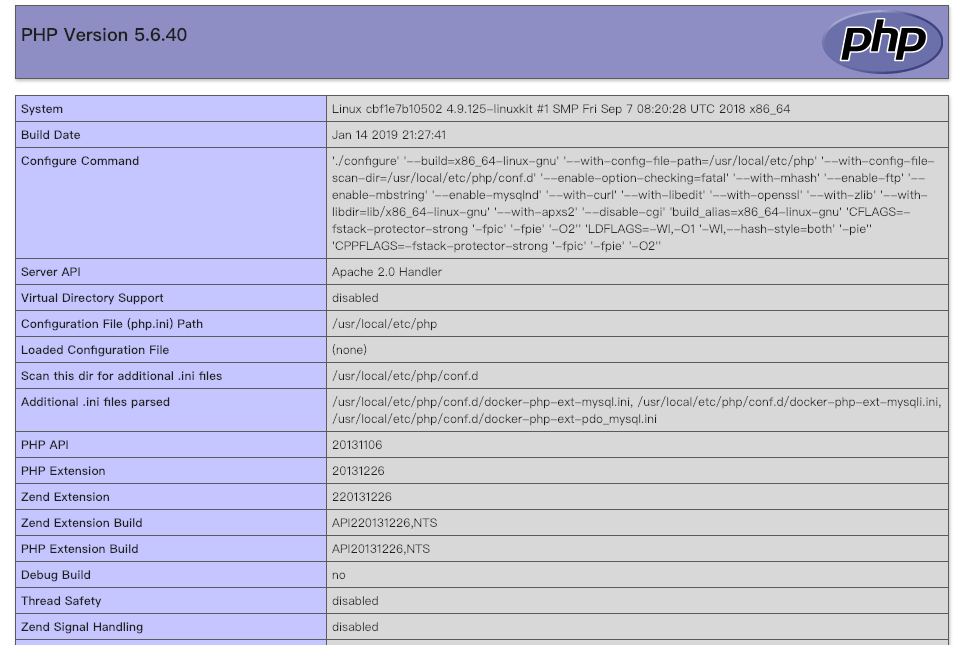 phpinfo
